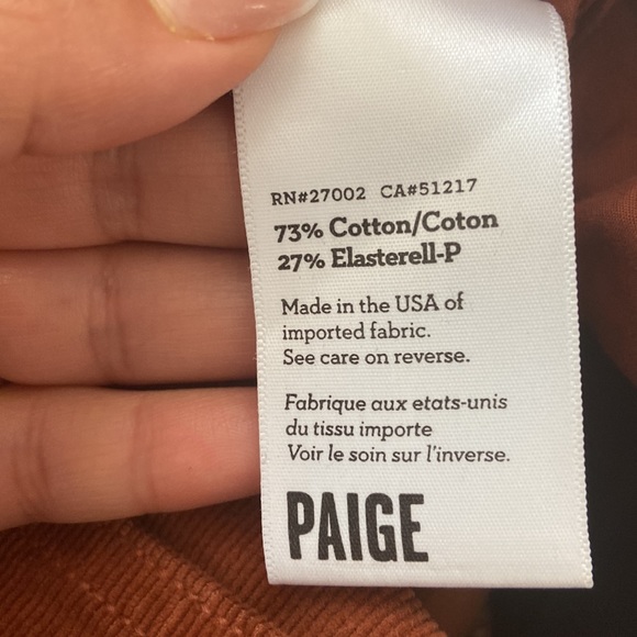 Paige Dark Argan Corduroy Hoxton Ankle Pants Size 27 - Picture 10 of 12